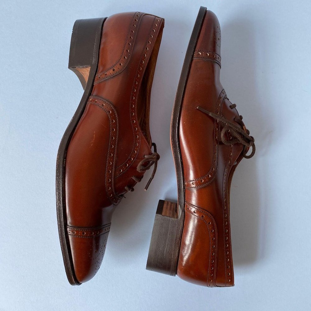 NWOT Brown Leather Church’s Heeled Oxford Shoe 8.5 - Picture 9 of 10
